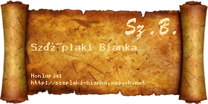 Széplaki Bianka névjegykártya